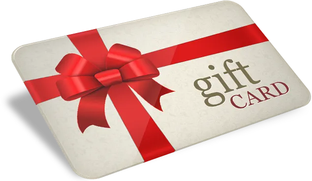 Gift card wrapped in a red ribbon with a bow
